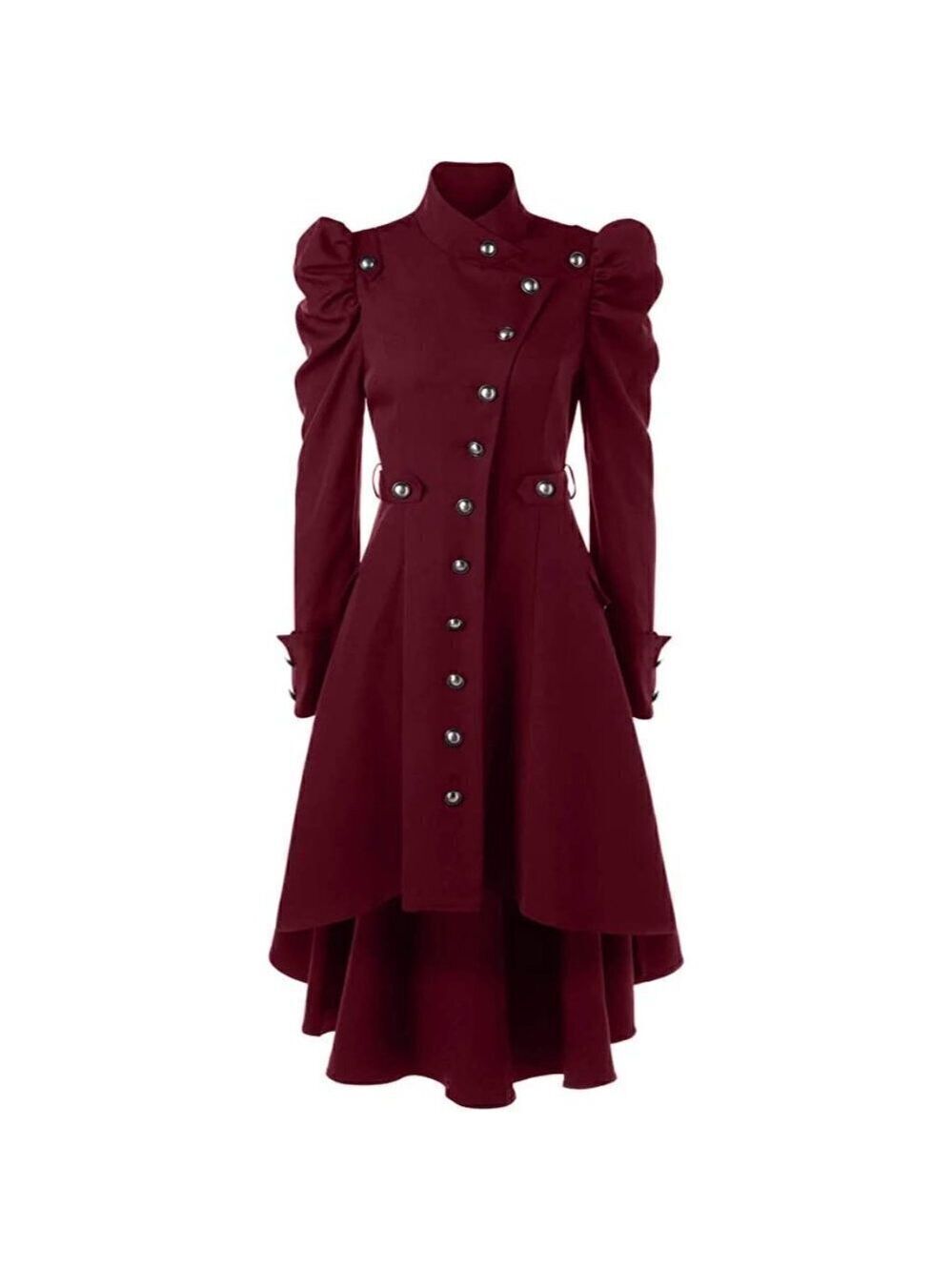 Steampunk Victorian Swallow Tail Long Trench Coat Jacket Red Cosplay Punk NWT